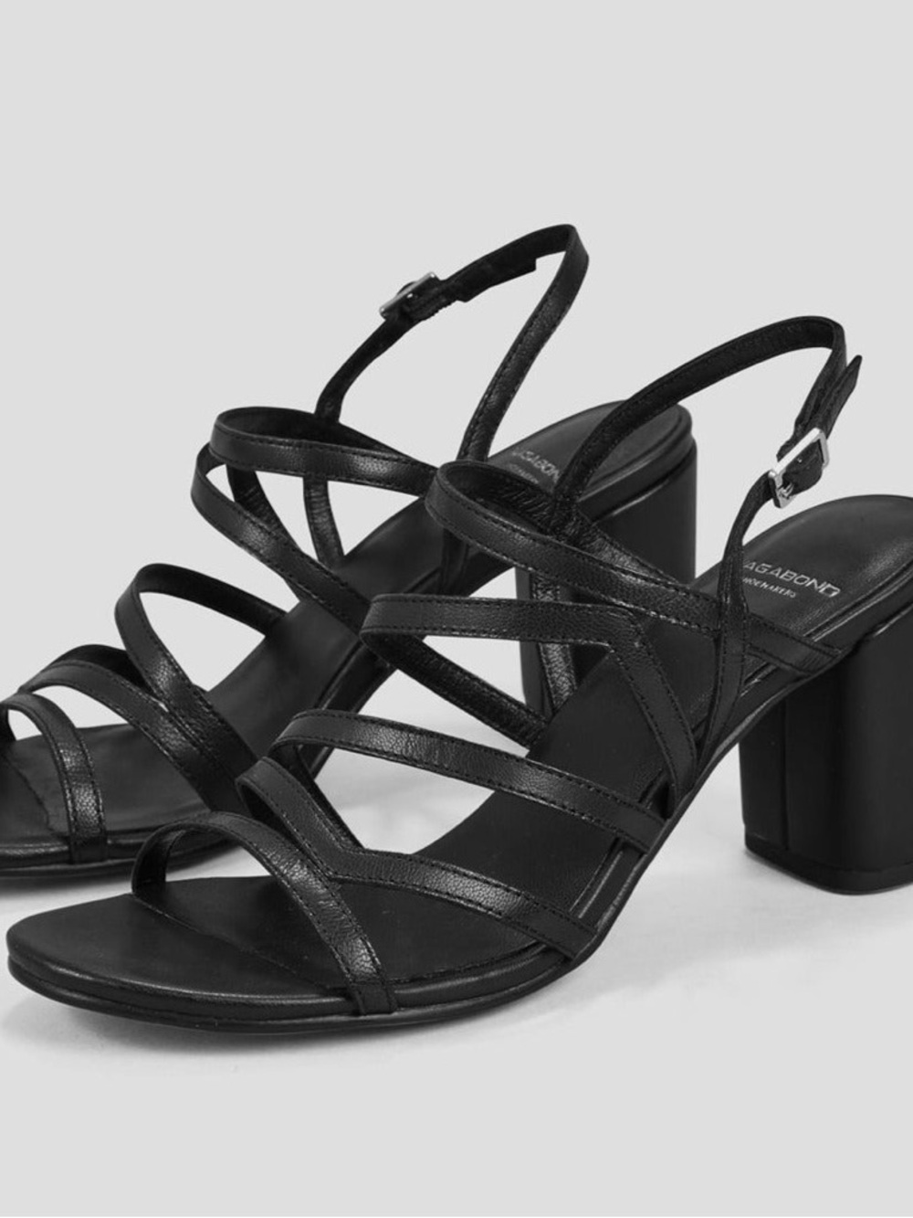 Vagabond Black Strappy Block Heel Sandals